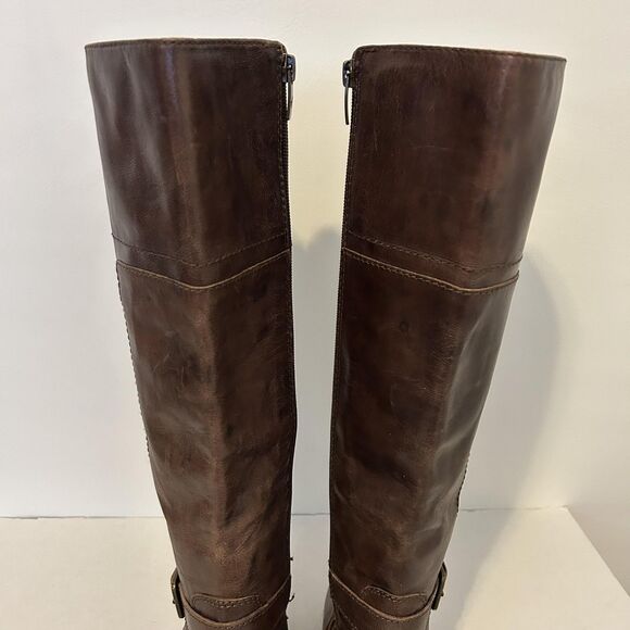 Marc Fisher Boots Womens Size 8 Brown Riding Knee High Side Zip Buckle Tall - Picture 7 of 14